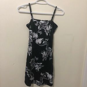 Black and white dragon bodycon dress